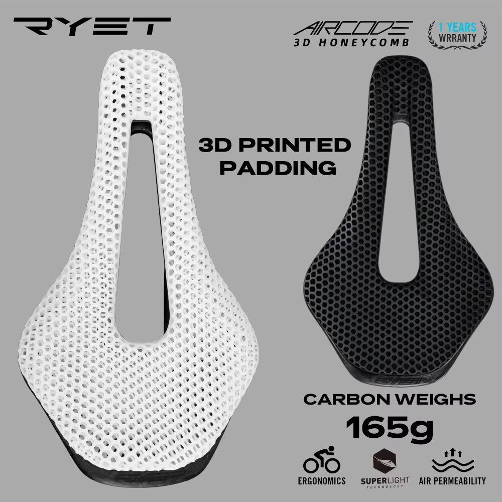 3D Printed Bike Saddle Ultralight Carbon Fiber Hollow Comfortable Breathable MTB Gravel Road Bicycle Cycling Seating Parts