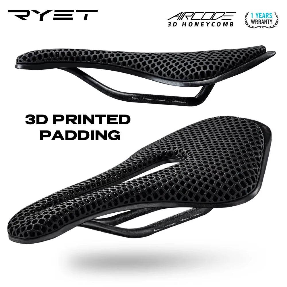 3D Printed Bike Saddle Ultralight Carbon Fiber Hollow Comfortable Breathable MTB Gravel Road Bicycle Cycling Seating Parts