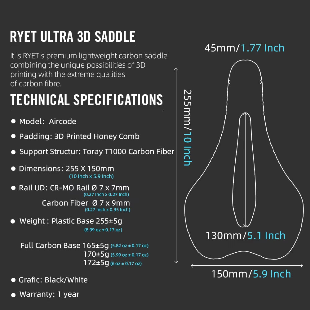 3D Printed Bike Saddle Ultralight Carbon Fiber Hollow Comfortable Breathable MTB Gravel Road Bicycle Cycling Seating Parts