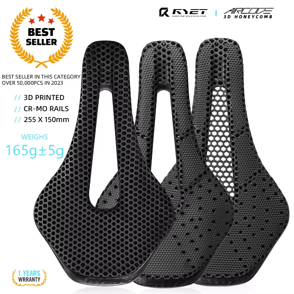 3D Printed Bike Saddle Ultralight Carbon Fiber Hollow Comfortable Breathable MTB Gravel Road Bicycle Cycling Seating Parts