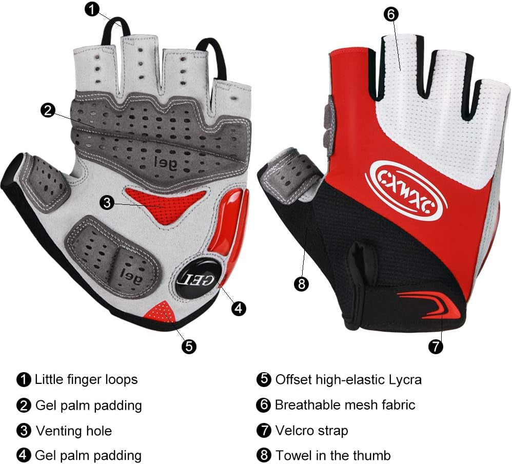 Cycling Gloves for Men Women - Breathable Gel Road Mountain Bike Riding Gloves - Anti-Slip Bike Glove for Fitness Cycling Training Outdoor Sports